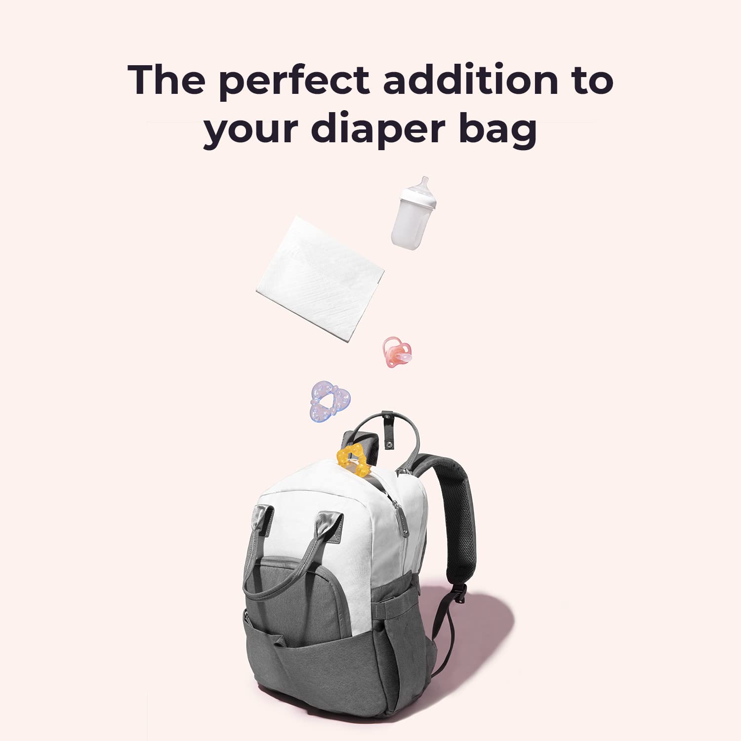Peekapoo Mini fits neatly in a diaper bag for on-the-go changes