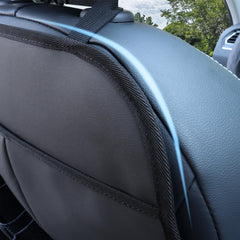 pefirst car backseat organizer drink holders shows dual cup holders for beverages within reach.