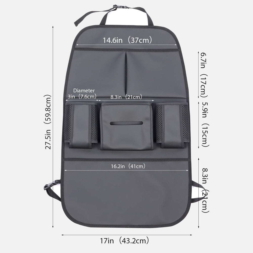 pefirst car backseat organizer lower pockets focus on spacing for water bottles and small items.