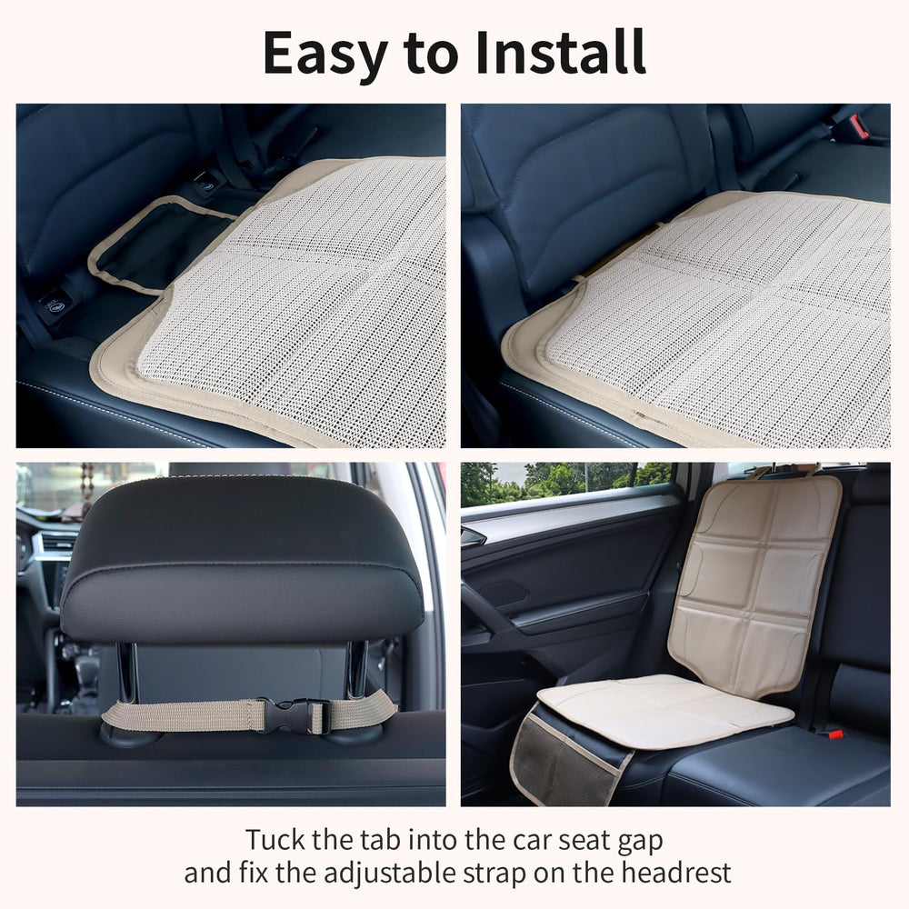 pefirst car seat protector easy-clean material wipes down quickly after messes.