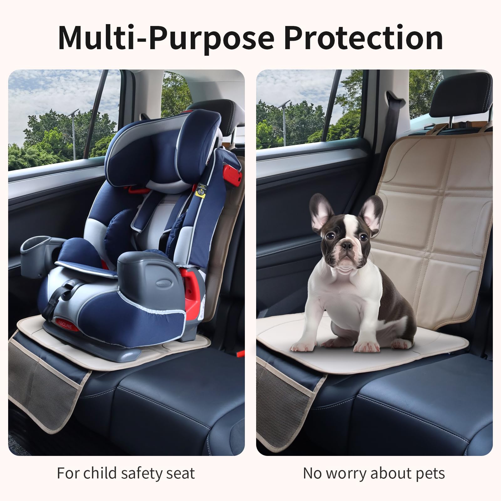 pefirst car seat protector thick padding cushions kids and pets during rides.