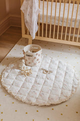 Pehr Flower Patch mat closeup shows durable quilting detail