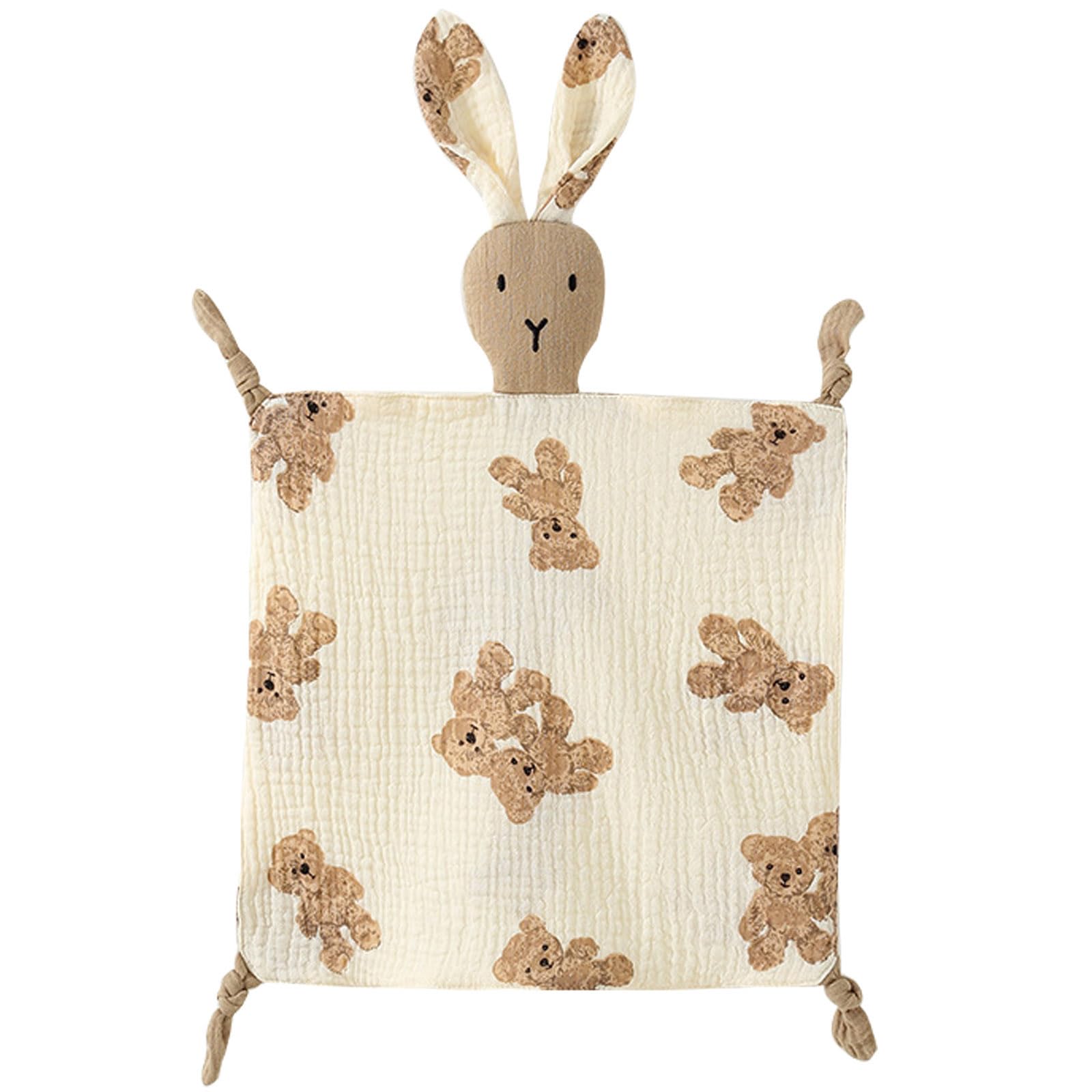 PEIPEIWU Lovey Bunny in soft muslin comforts babies during cuddles and naps.