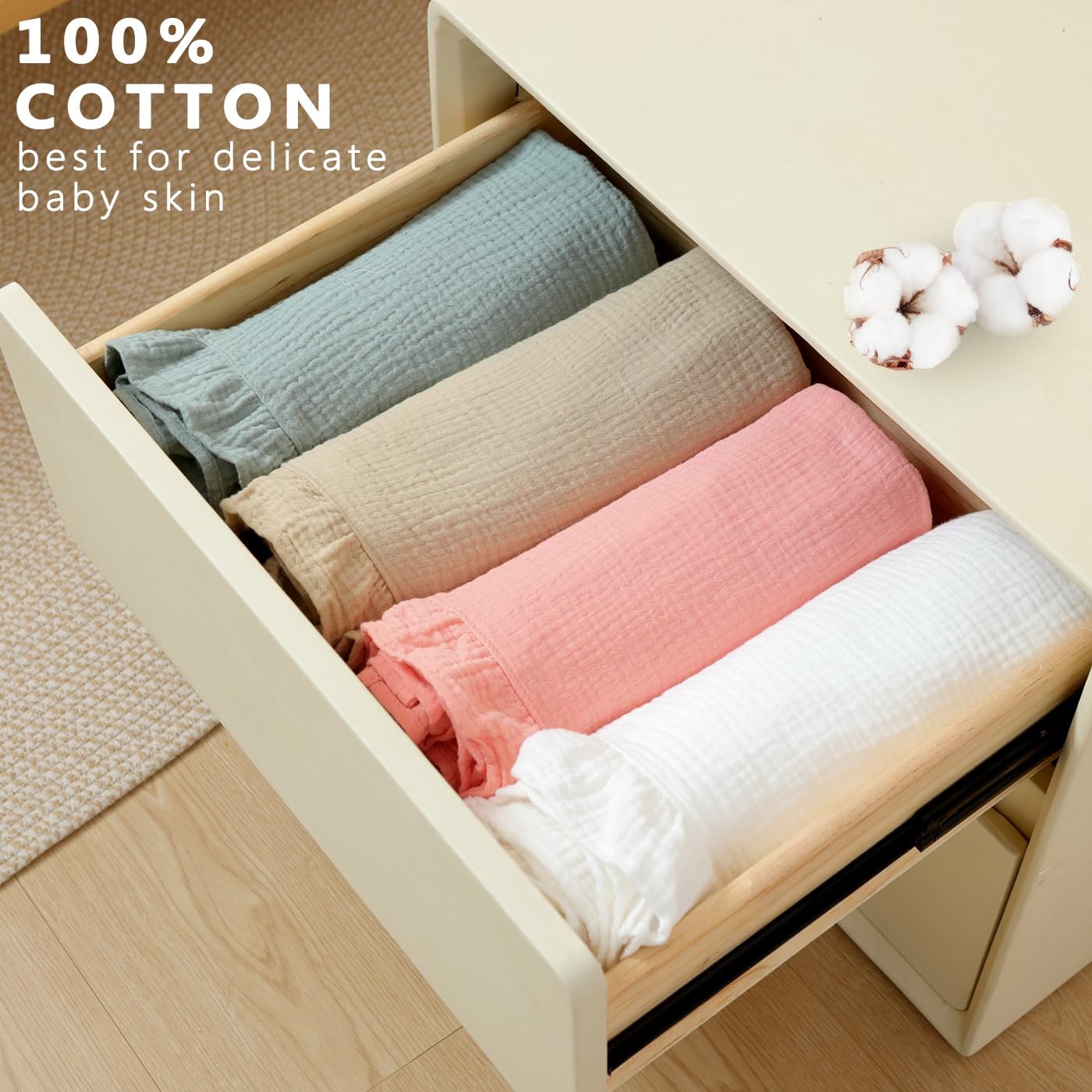 PEIPEIWU baby blanket packaging display - easy-care, machine-washable fabric.