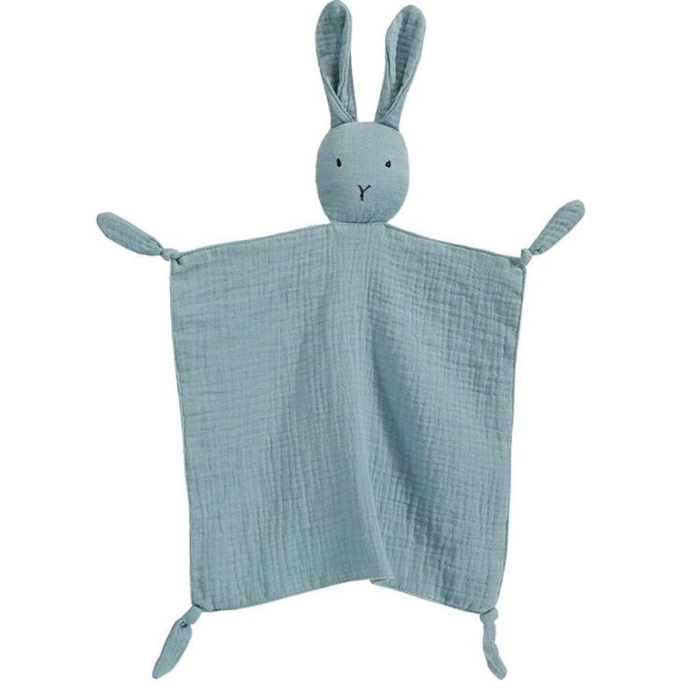 PEIPEIWU Organic Cotton Muslin Lovey Bunny close-up shows breathable texture for safe sleep.