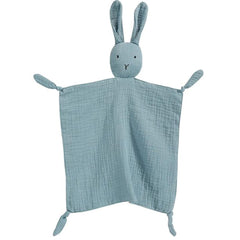 PEIPEIWU Organic Cotton Muslin Lovey Bunny close-up shows breathable texture for safe sleep.