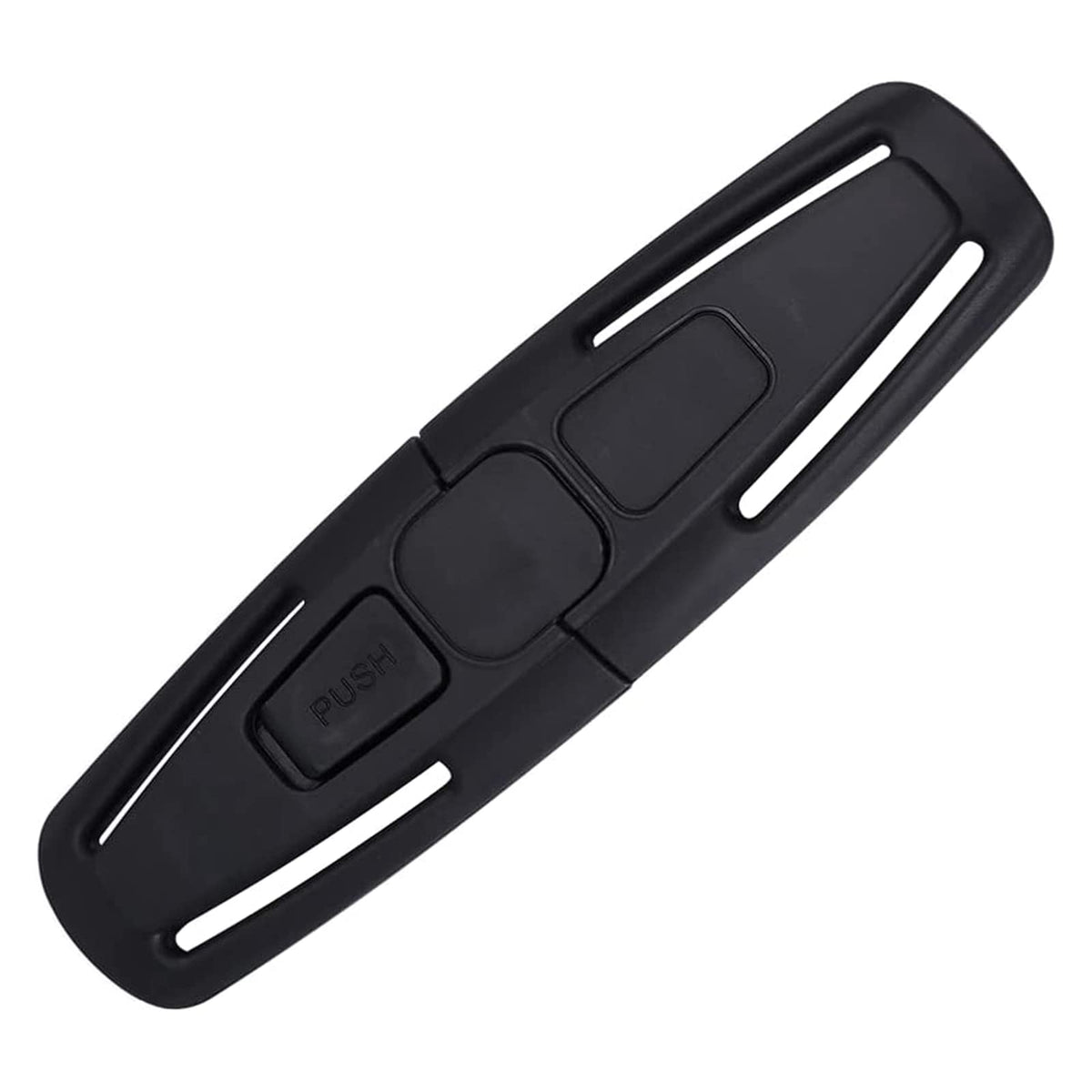 Peixiong black universal chest harness clip closeup showing sturdy nylon-ABS construction for secure fit.