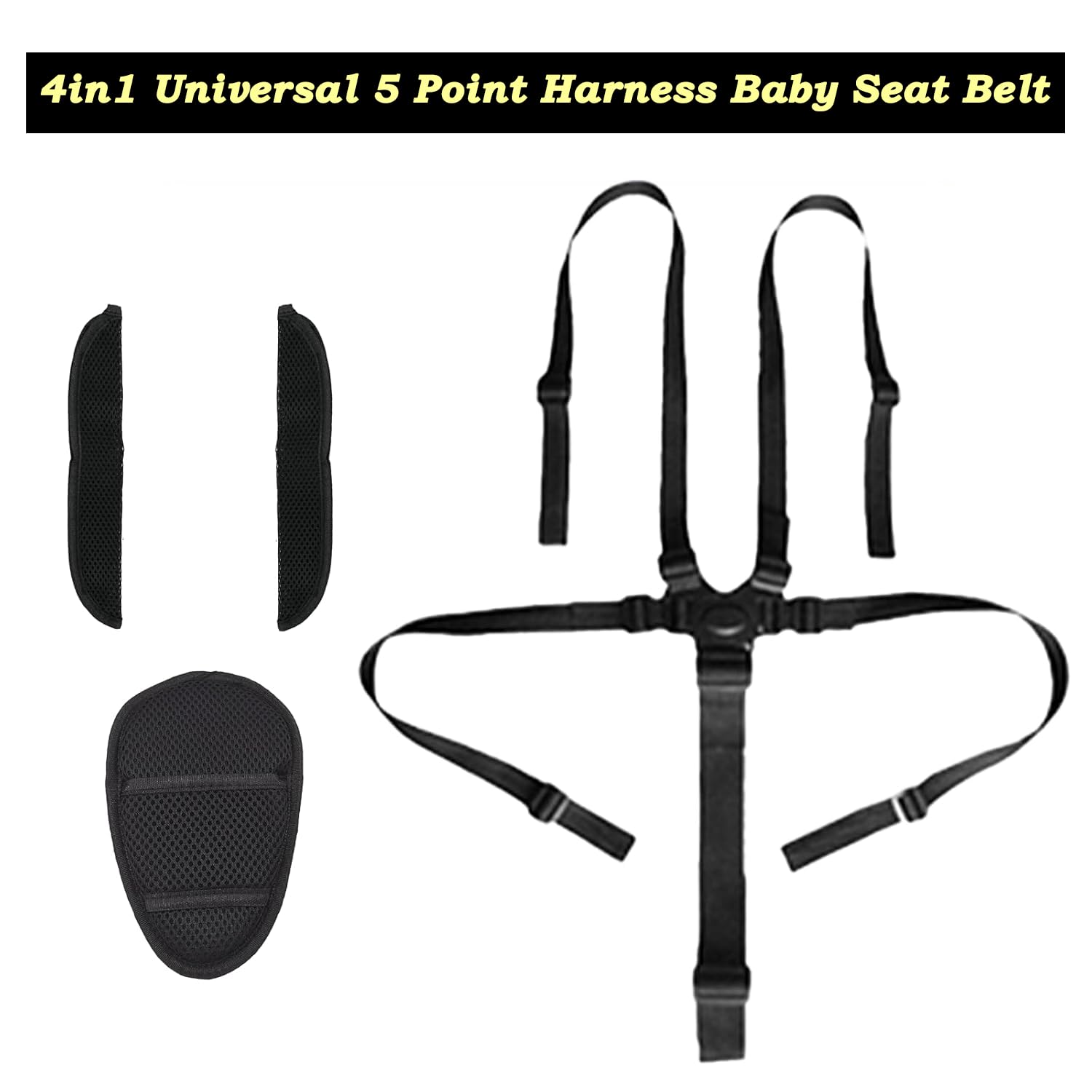 Peixiong shoulder pads on baby seat, comfortable support during long car rides.