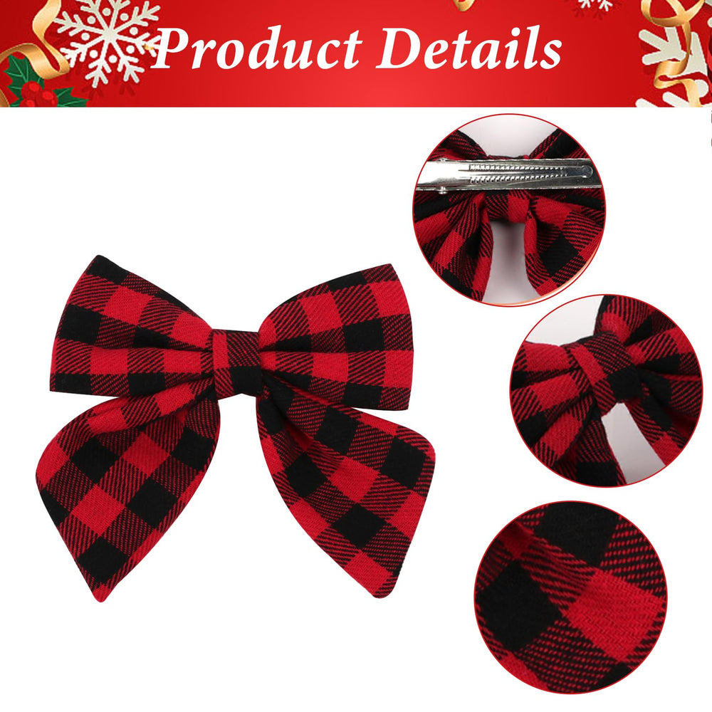 Pejlnd Christmas hair accessory bow on hair demonstrates easy clip-in use