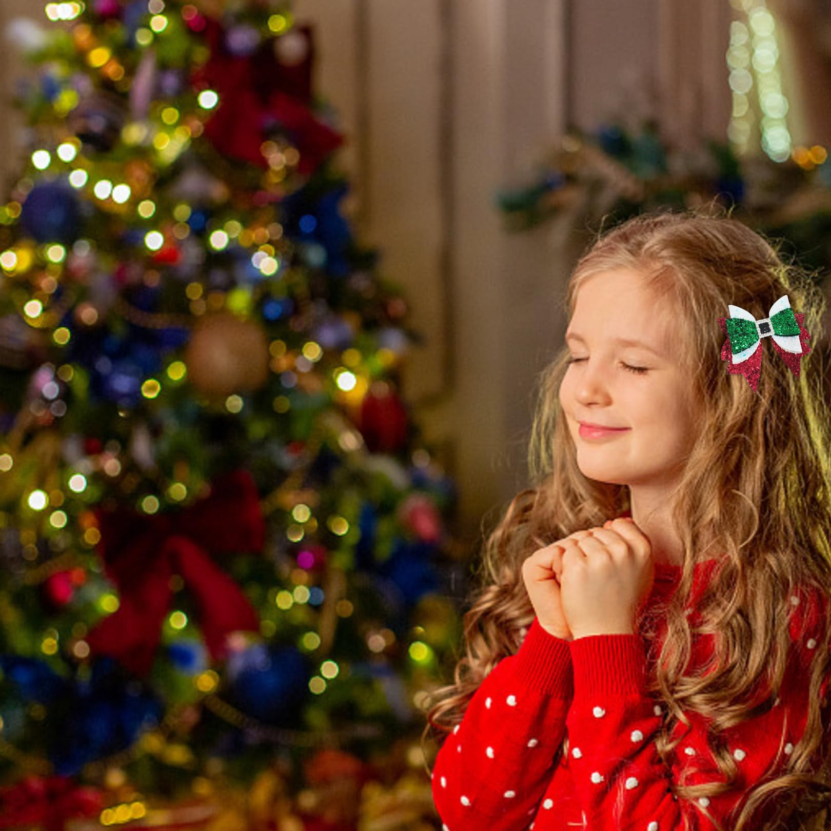 Pejlnd Christmas hair accessory bow clips are easy to clip on ponytails, braids, or headbands.