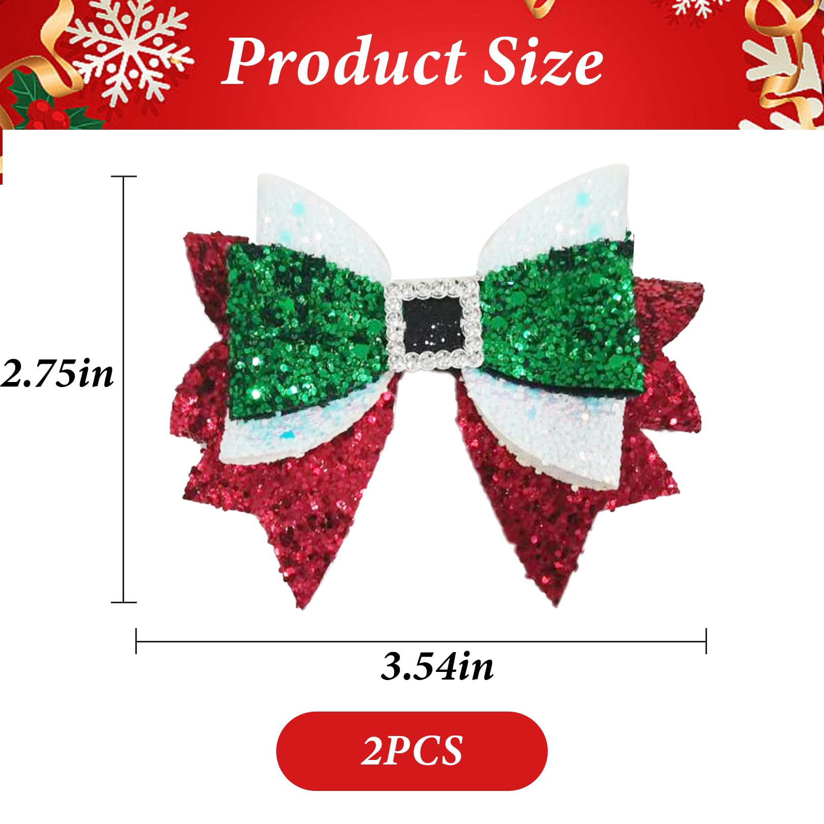 Pejlnd glitter sequin bow hair clip adds sparkle for holiday photos and celebrations.