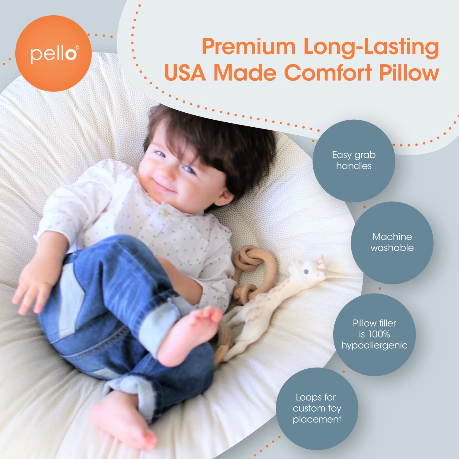 Pello built-in loops for attaching toys during sensory play.