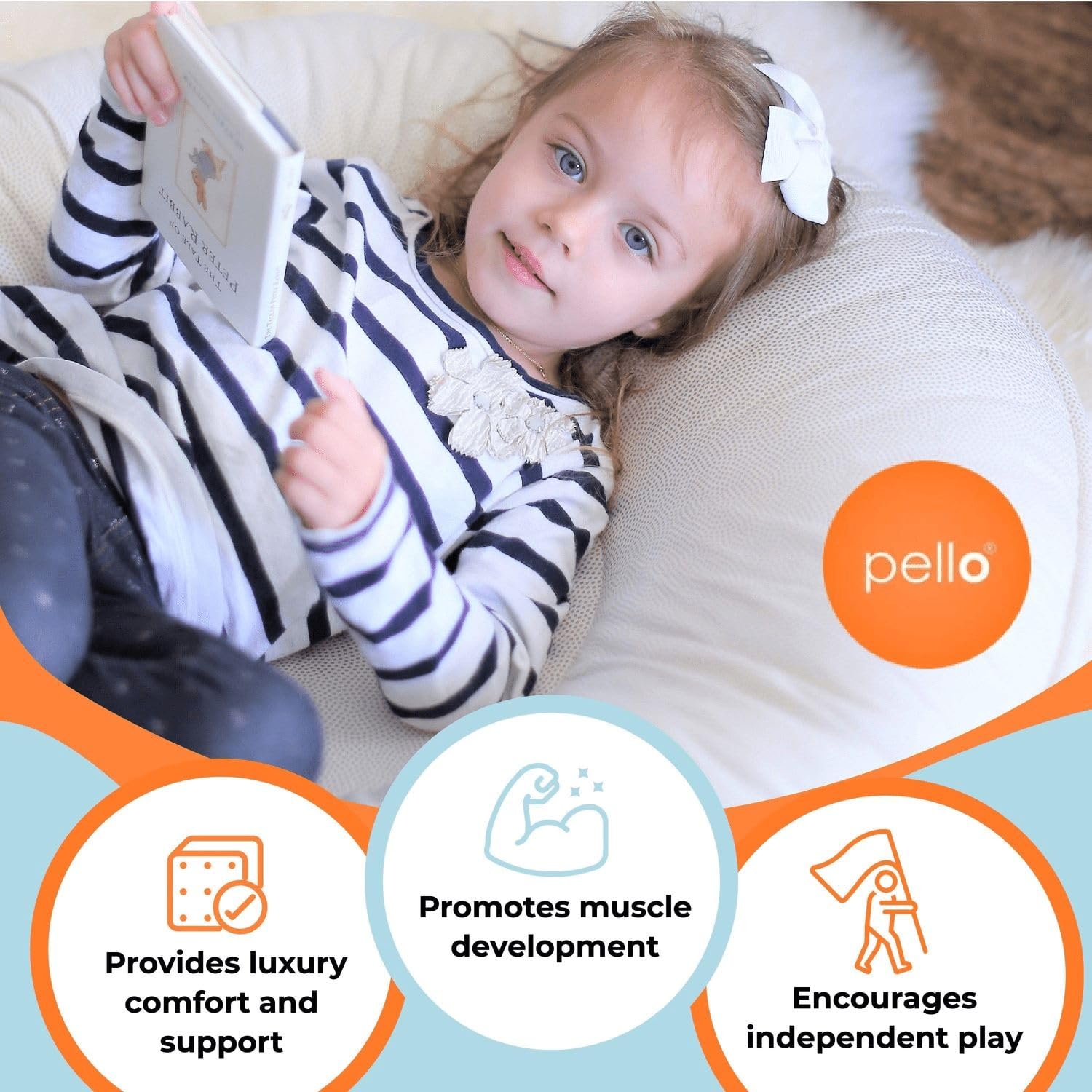 Pello Tommy lounge use highlights a secure, comfortable spot for naps or reading.
