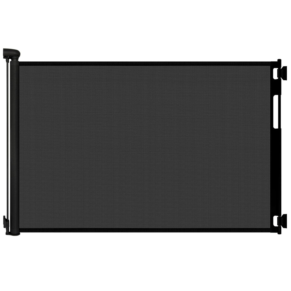 Peluasua 70-inch retractable gate in doorway showing space-saving setup