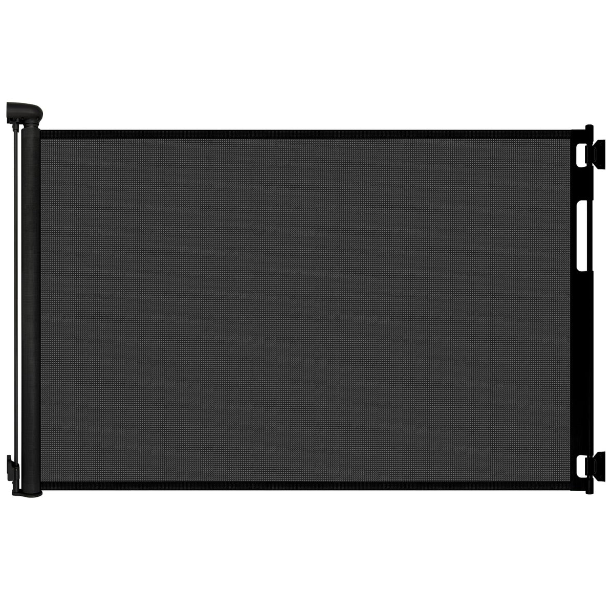 Peluasua 70-inch retractable gate in doorway showing space-saving setup