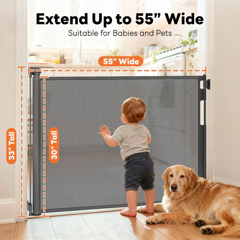 Peluasua retractable gate with stair mesh for stair safety