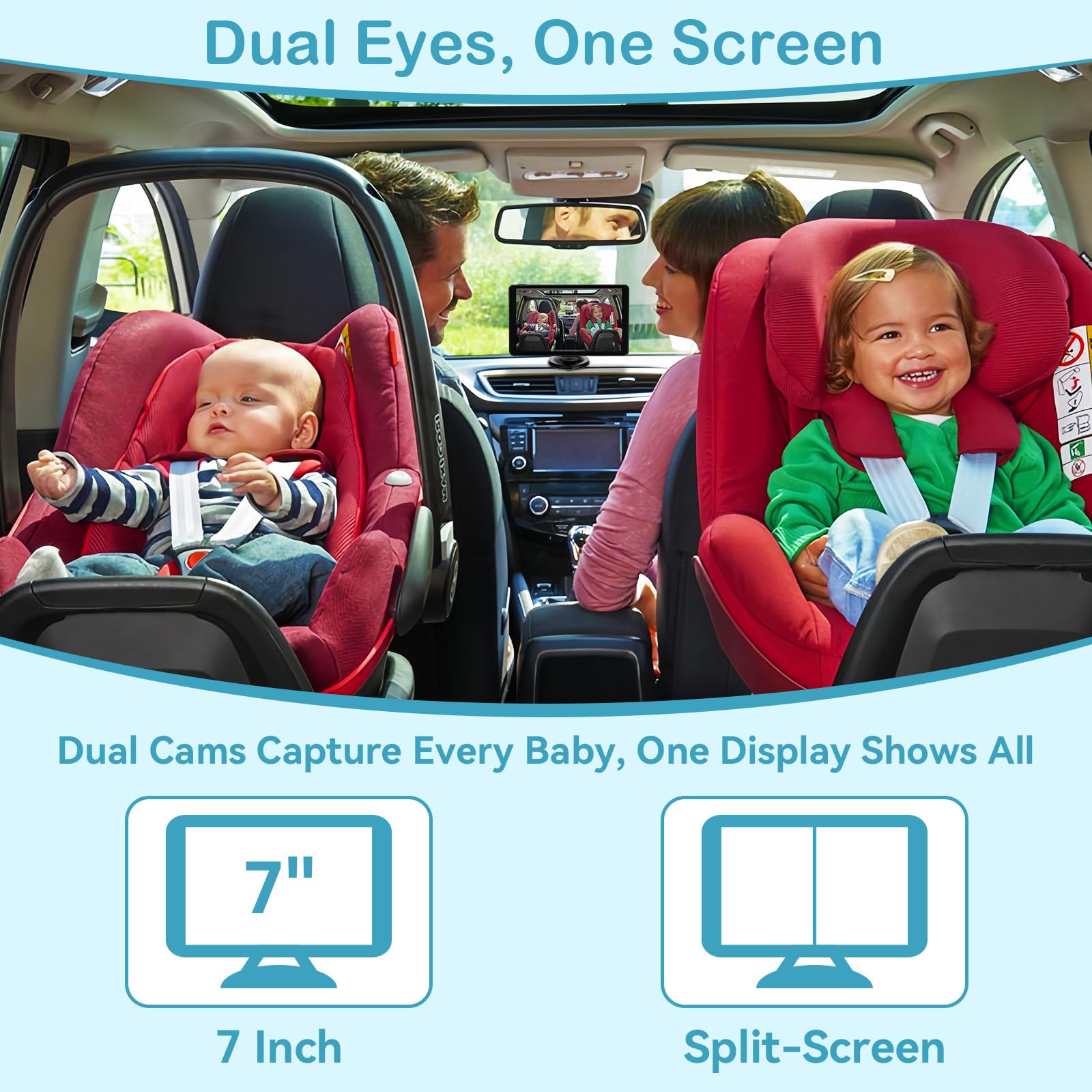 Pemacom 7-inch IPS display shows vibrant split-screen monitoring in any lighting