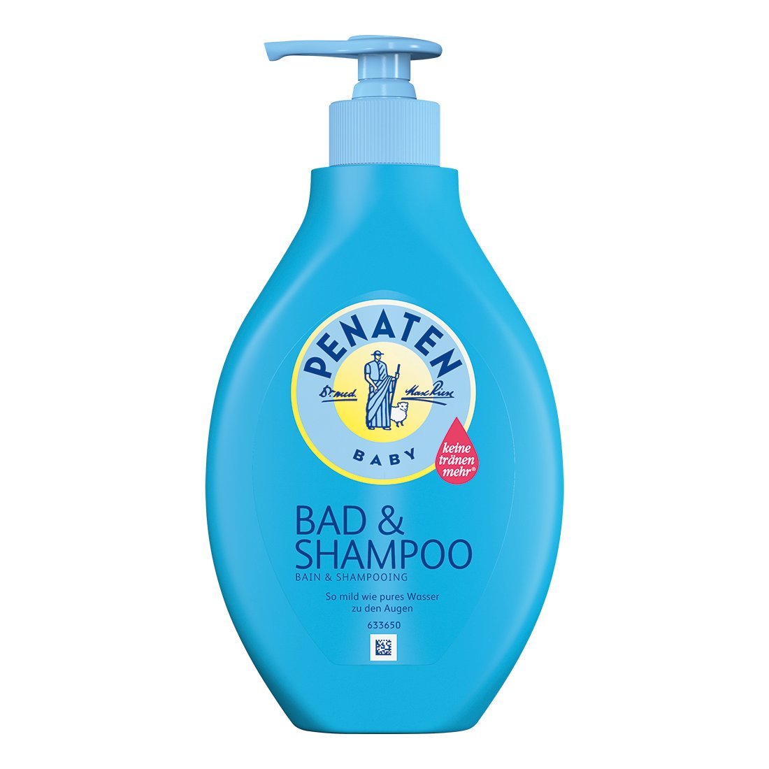 Penaten Head To Toe bottle front showing tear-free baby bath for eyes.