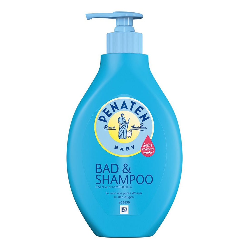 Penaten Head To Toe bottle front showing tear-free baby bath for eyes.