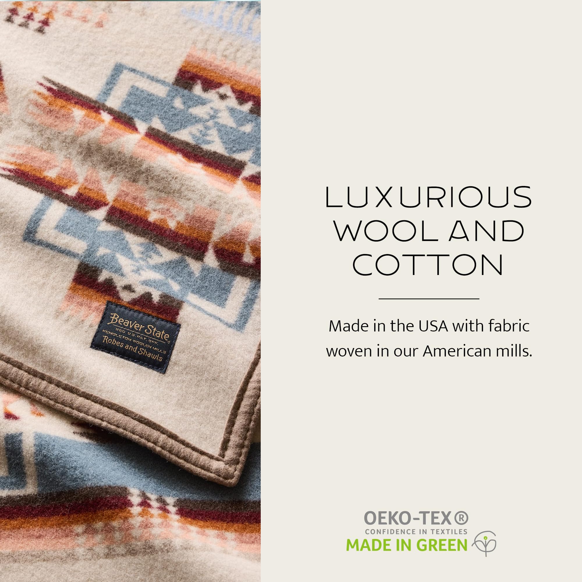 Pendleton Chief Joseph crib blanket aqua gift-ready packaging on display