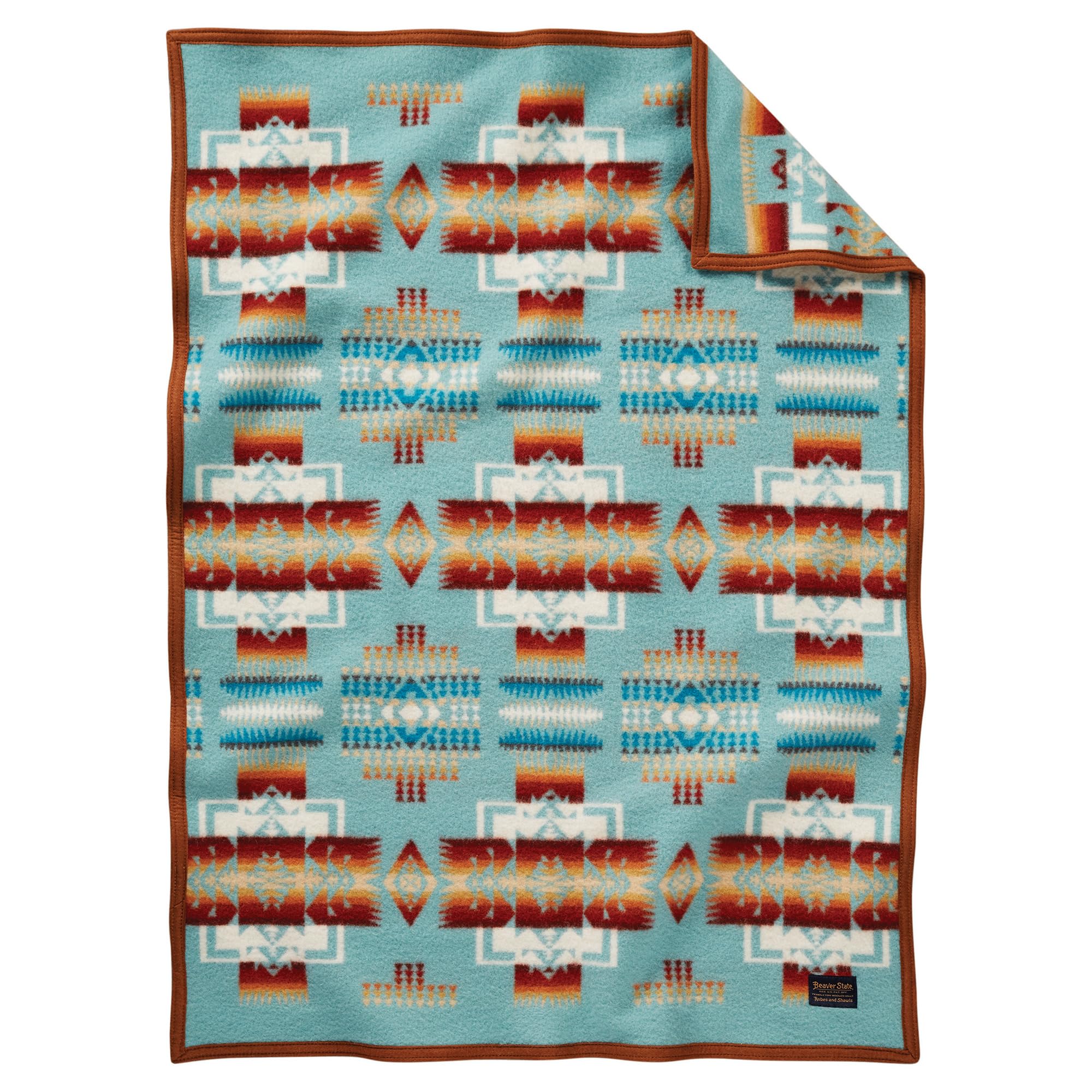 Pendleton Chief Joseph crib blanket aqua pattern closeup for timeless nursery warmth