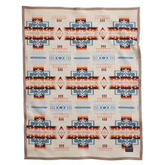 Pendleton Chief Joseph crib blanket rosewood closeup showing plush wool and durable binding.