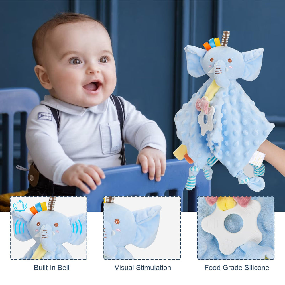 Pengtai rabbit-ear teething toy provides safe gum relief.