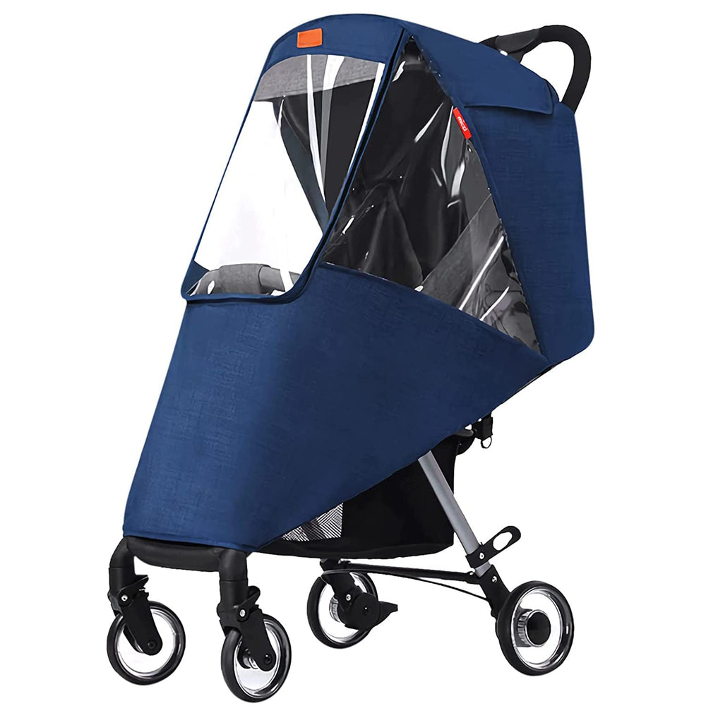 Peninsula Love stroller cover with universal fit protects against rain while keeping baby visible.