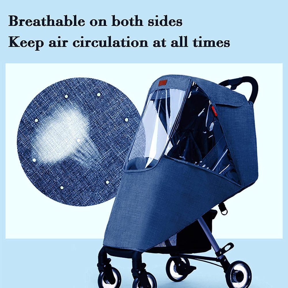Peninsula Love stroller weather shield with canopy window provides year-round protection and view.