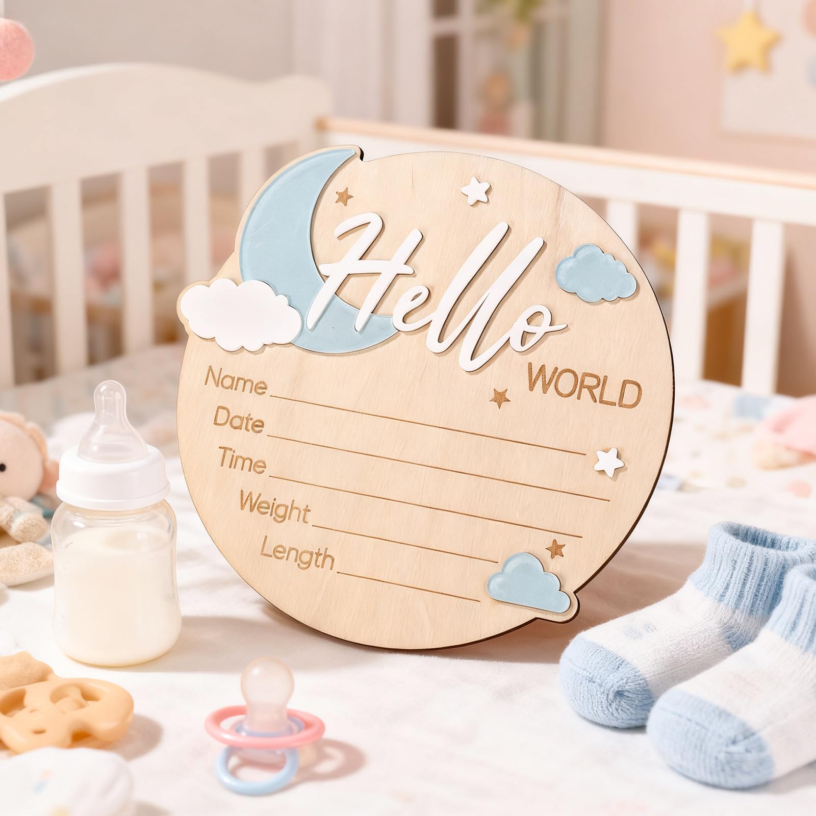 Penitue baby announcement sign newborn photo prop captures first days with style.