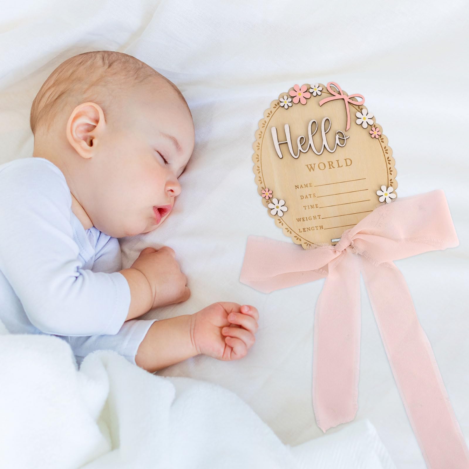 Penitue baby announcement sign nursery-wall decor complements nursery theme.