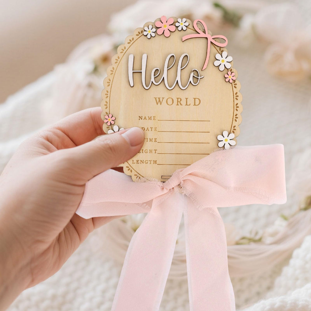 Penitue basswood birth-details display highlights 3D lettering.
