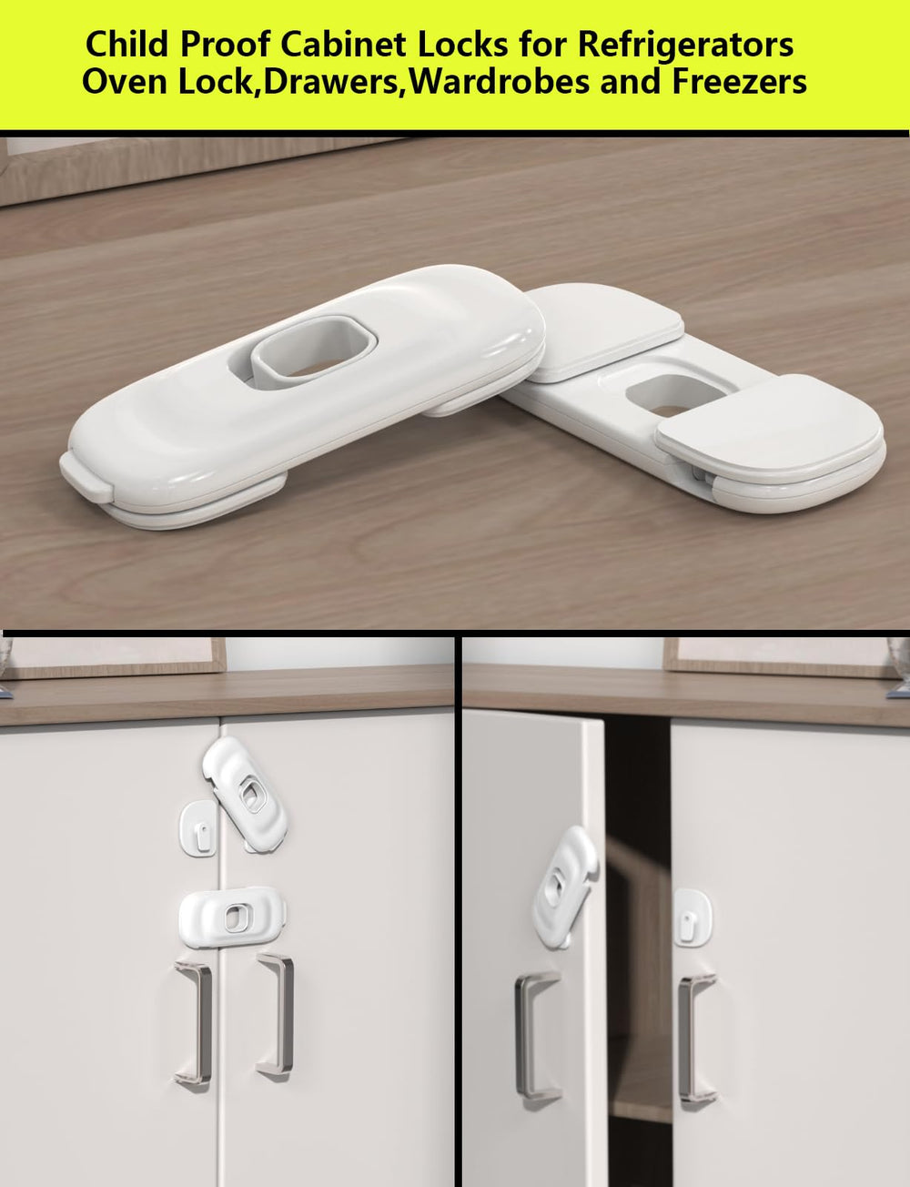 PENMAMA child-safety-lock-in-use shows calm, clutter-free kitchens for families