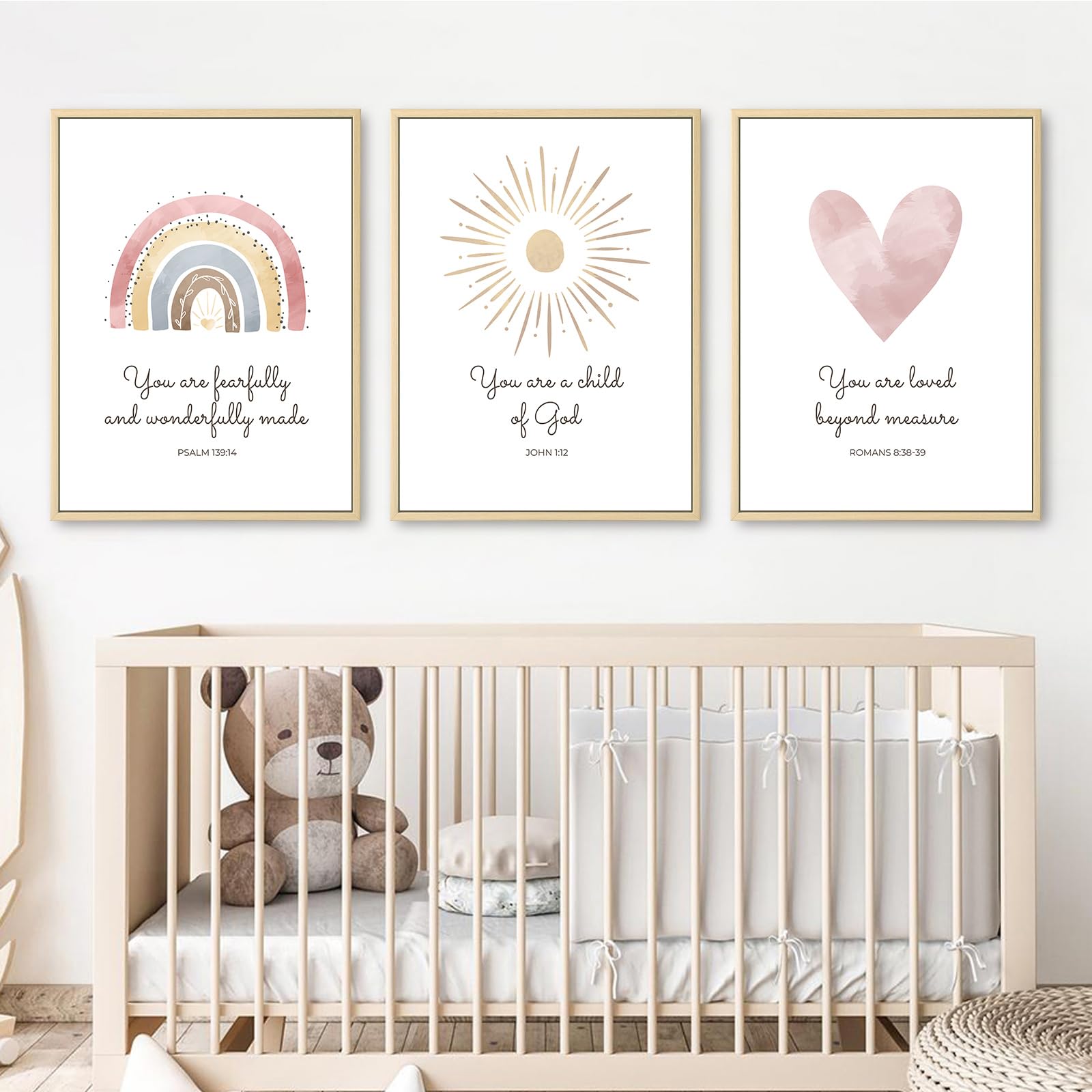 Pennclys bible verse wall art design features heart and sun motifs for gentle inspiration