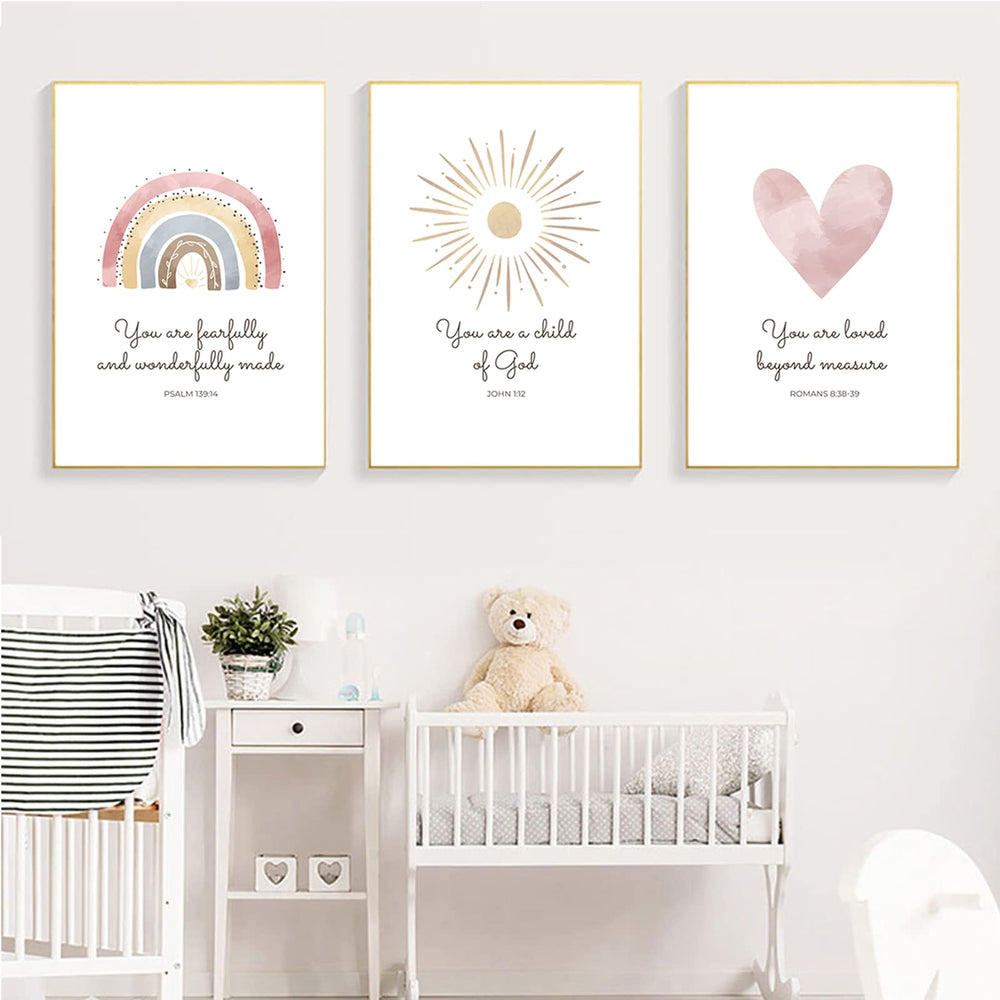 Pennclys Boho Nursery Wall Art Girls Room print complements feminine decor with a faith friendly message.