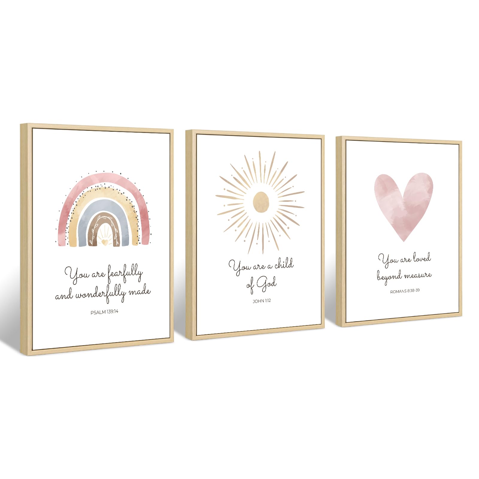 Pennclys boho nursery wall art trio framed prints brighten a girl’s bedroom with uplifting Bible verses