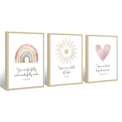 Pennclys boho nursery wall art trio framed prints brighten a girl’s bedroom with uplifting Bible verses