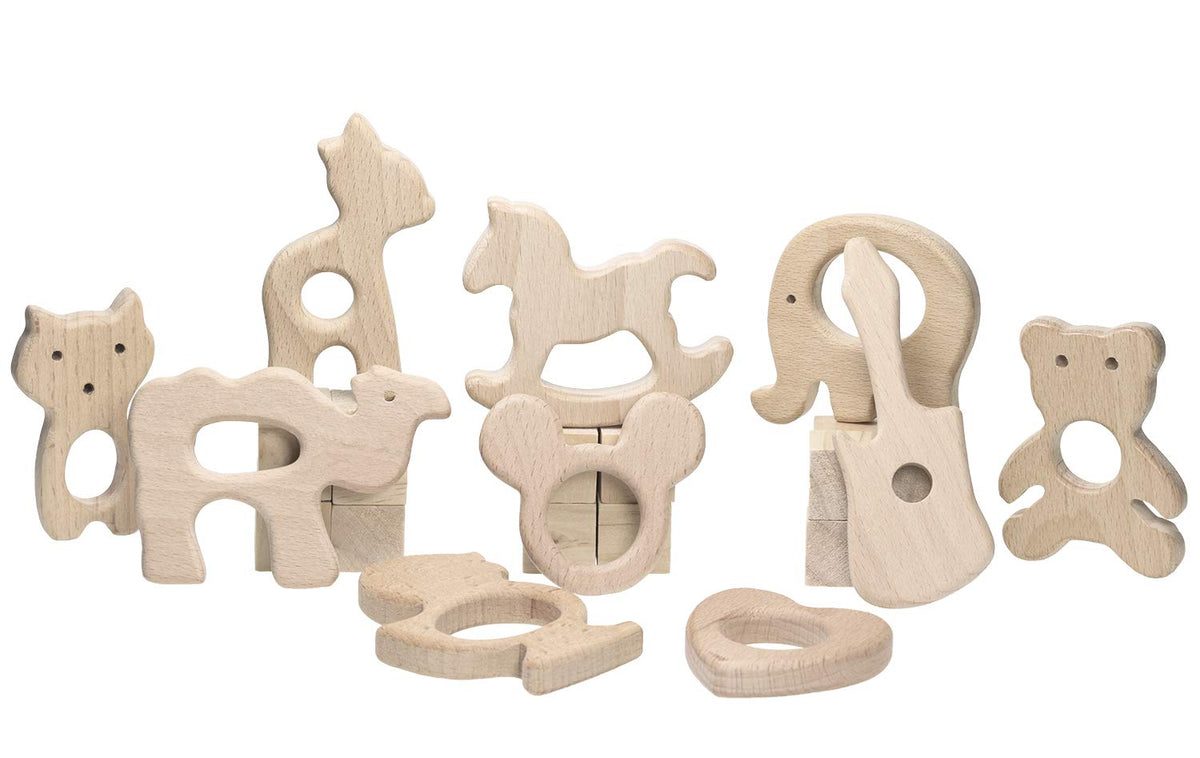 Penta Angel heart teething ring, natural wood for soothing gums during teething