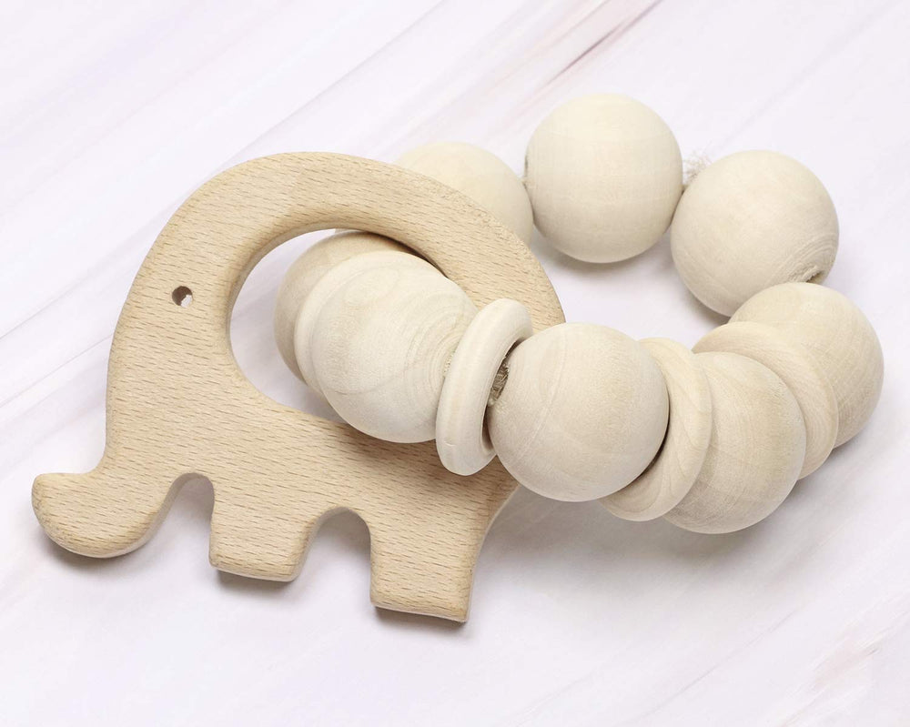 Penta Angel standing duck teething ring, lightweight wood supports fine motor exploration