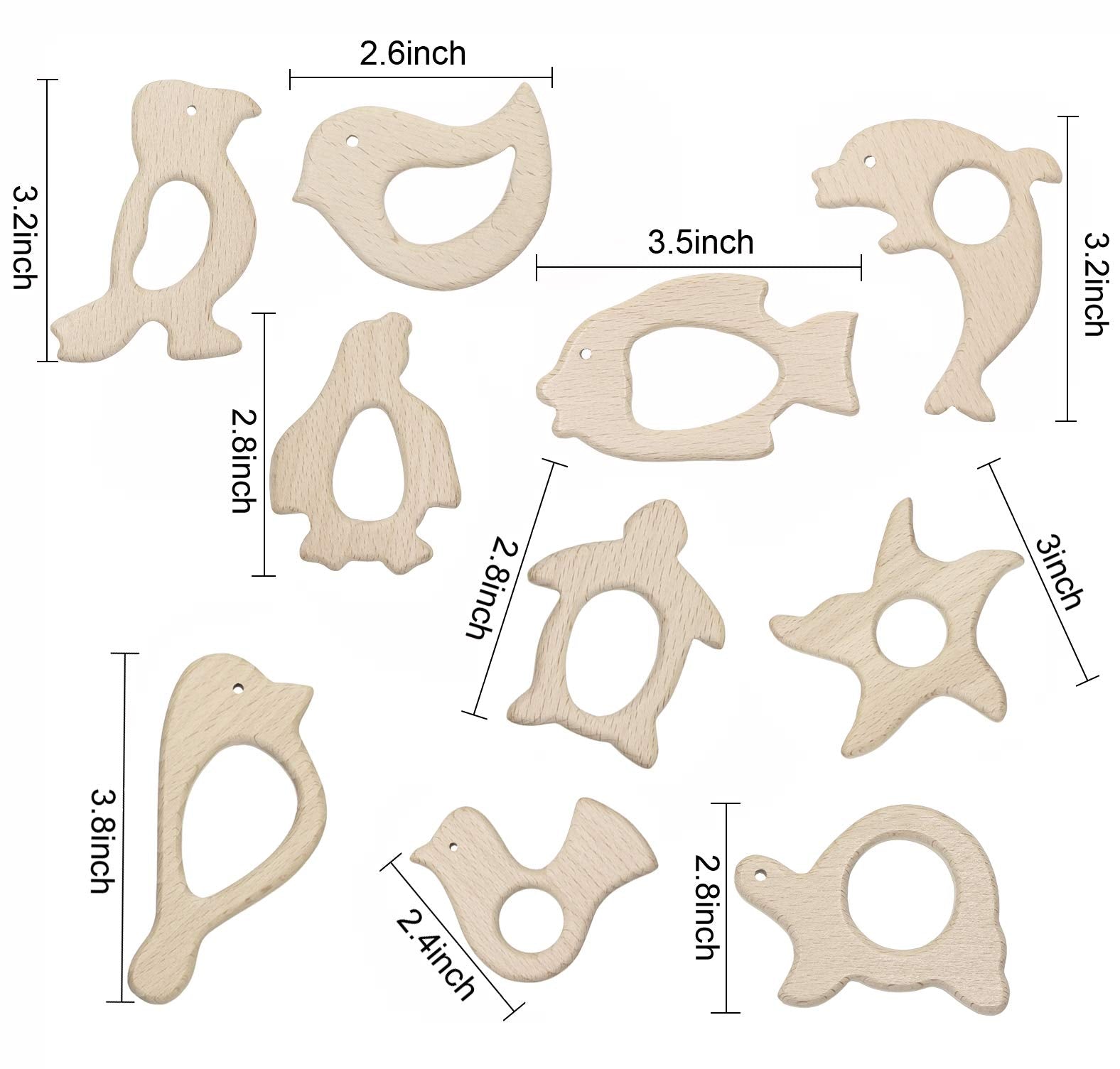 Penta Angel teething ring swallow in natural wood for teething relief.