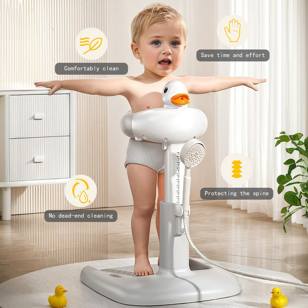 Pentasmile duck-design bath stand adds playful charm to baths.