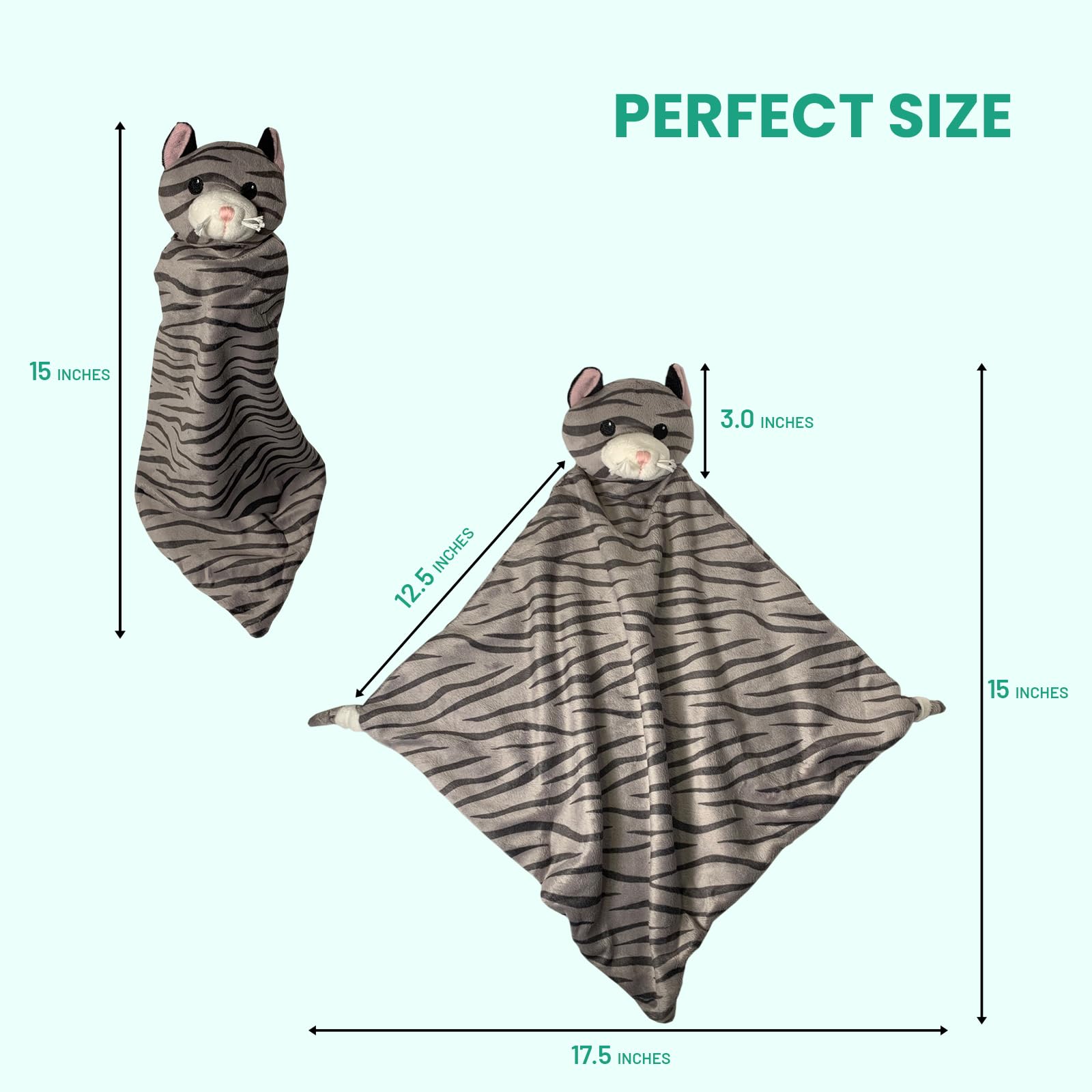 Pepe n Tito Kitty Cat Plush Lovey fabric-texture highlights plush softness for baby comfort.