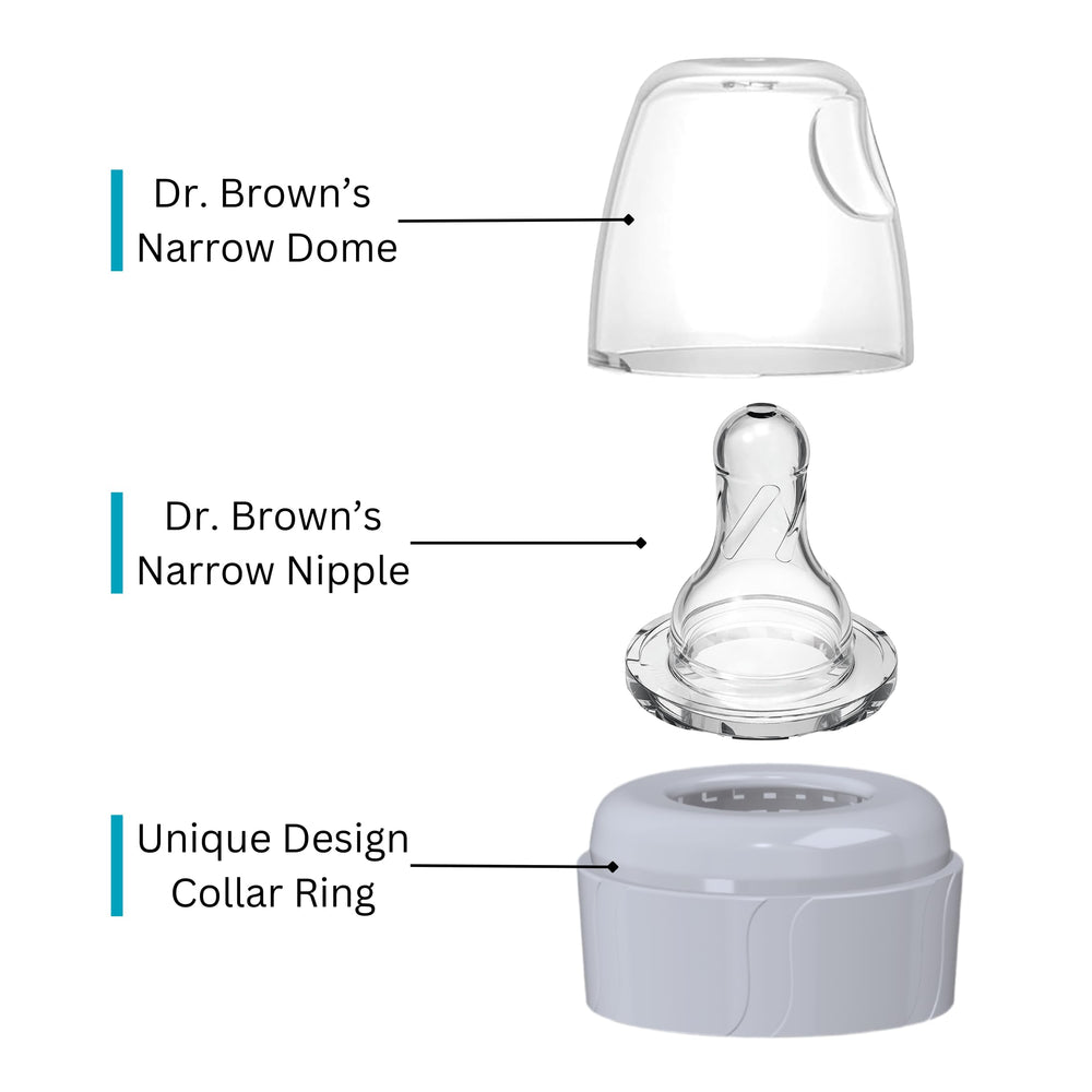 Pequeño BPA-free collar material with slim, durable design.