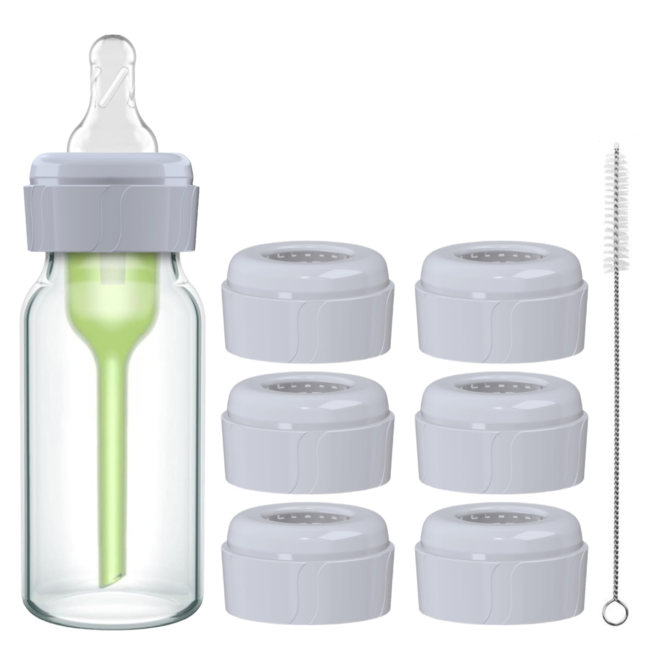 Pequeño nipple-ring collars for Dr. Brown's Narrow 8oz bottles reduce leaks when feeding.