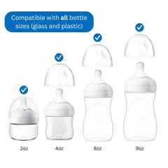 Pequeño replacement set demonstrates compatibility with Philips Avent Natural bottles (plastic and glass).