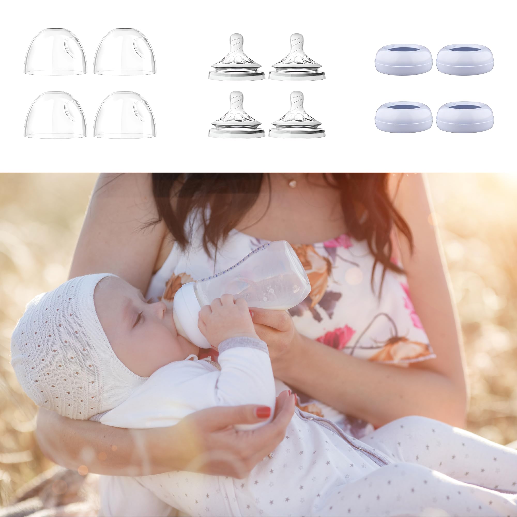 Pequeño replacement set fits both plastic and glass Philips Avent Natural bottles.