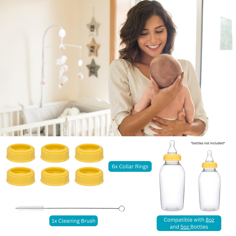 Pequeño replacement collar ring Medela 5oz-8oz fit ensures leak-free feeding.
