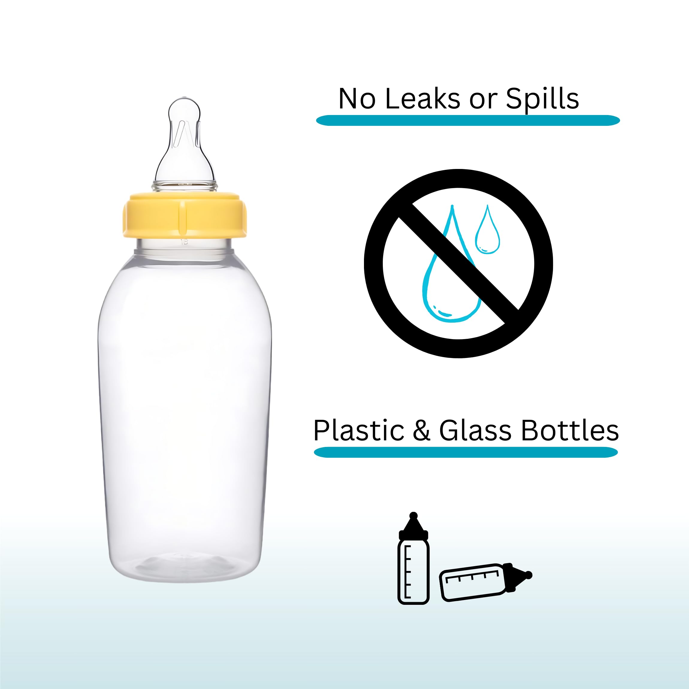 Pequeño replacement collar rings provide leak-free seal for Medela glass and plastic bottles.