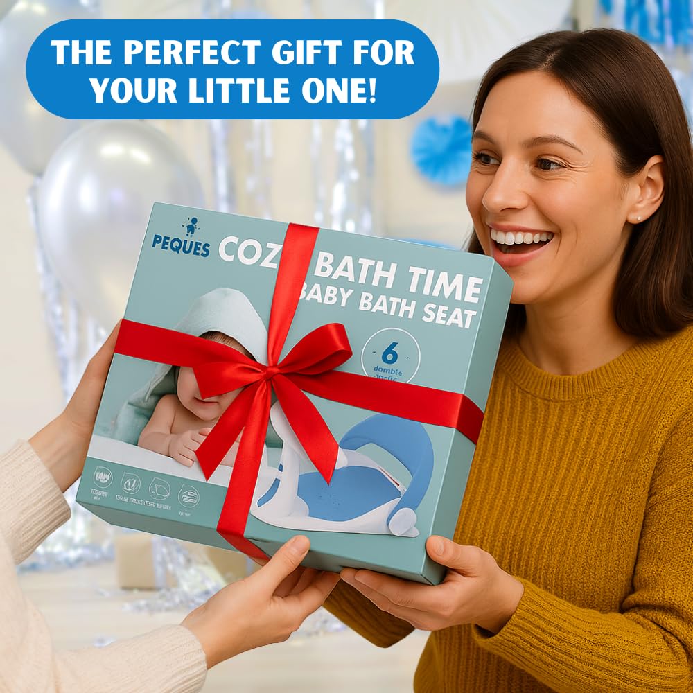 PEQUES Baby Bath Seat gift-ready box for a thoughtful baby shower gift.