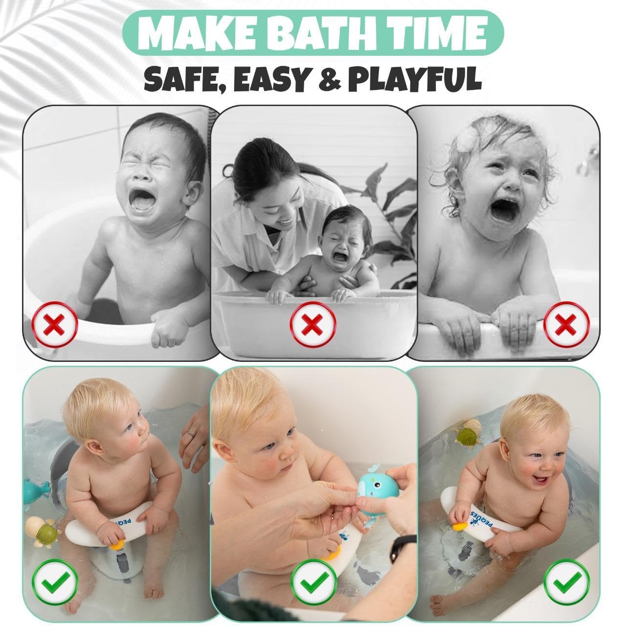 PEQUES Water temperature alert card helps maintain comfortable bath temperature.
